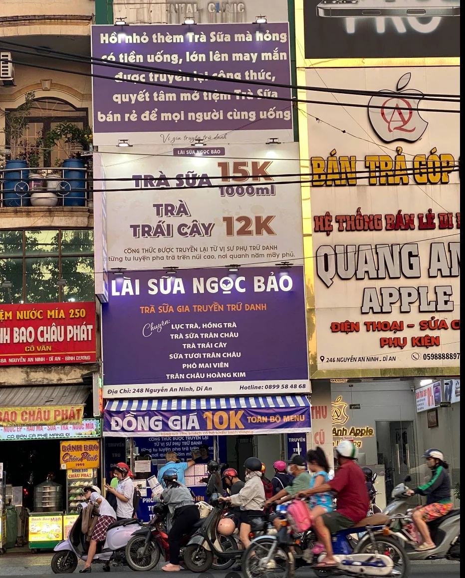 Mặt tiền và quầy bán mang đi Lài Sữa Ngọc Bảo tại 248 Nguyễn An Ninh